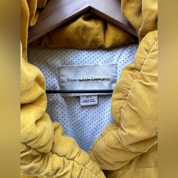 Anthropologie Pilcro micro corduroy puffer vest. Standing collar. Mustard. Small - Picture 5 of 7